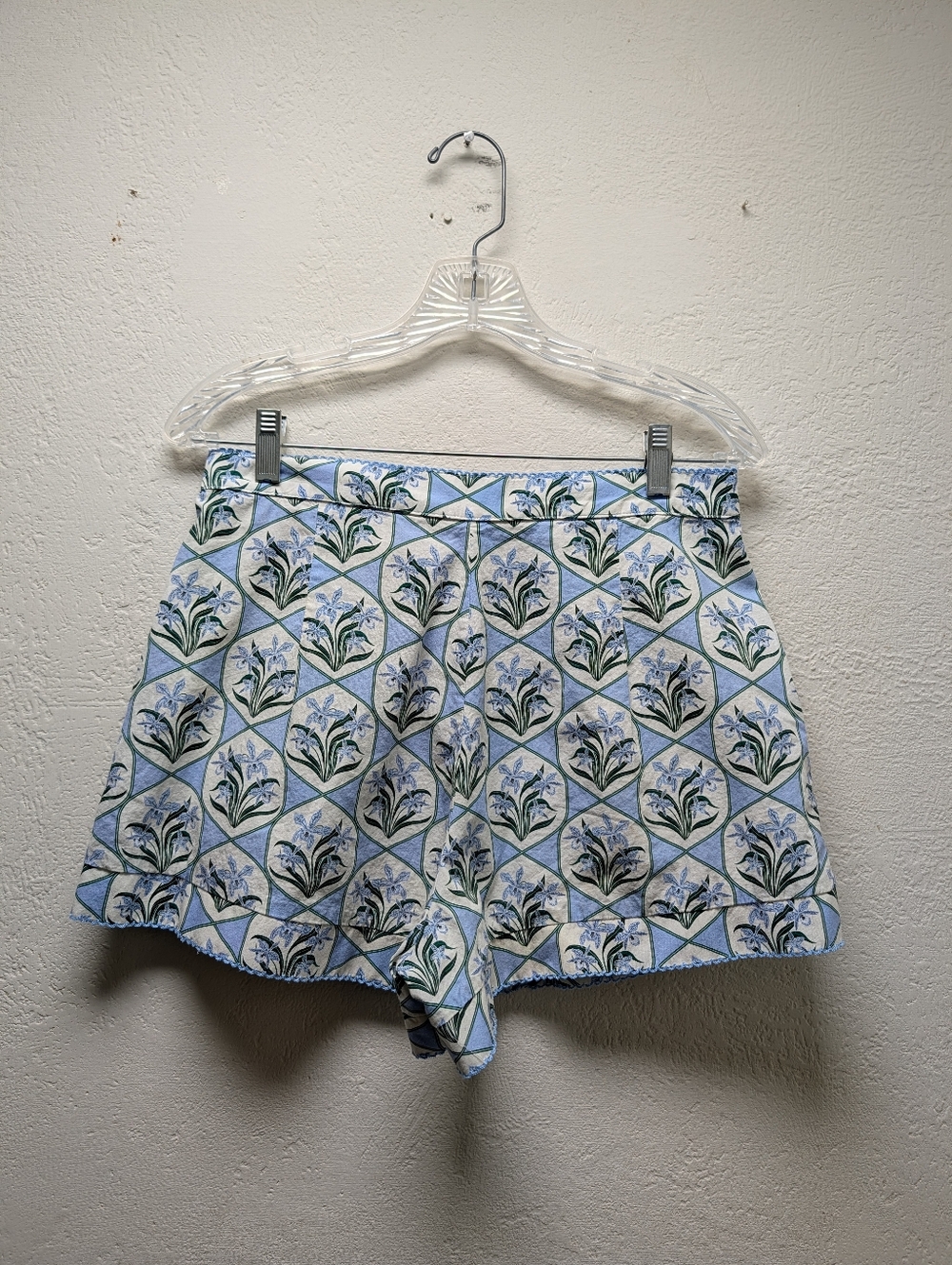 Women's Agua Bendita Toronjil Chan Celeste High-rise Pleated Shorts Sz Medium - Picture 7 of 12